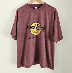Vintage Hard Rock Cafe Bankok Shirt Burgundy Thailand 90s